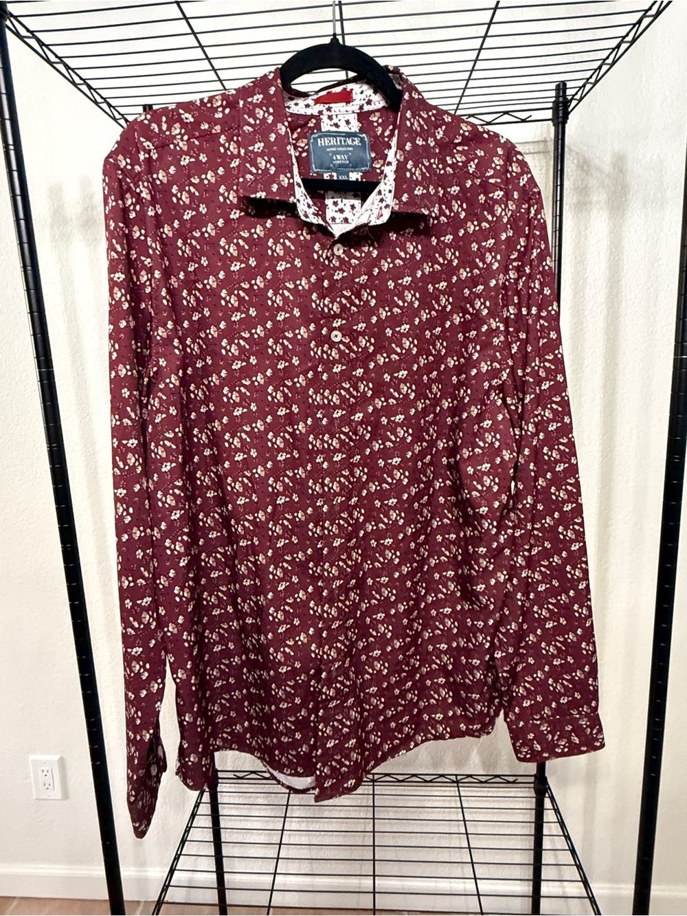 Heritage Men's Burgundy Floral Button-Down Shirt